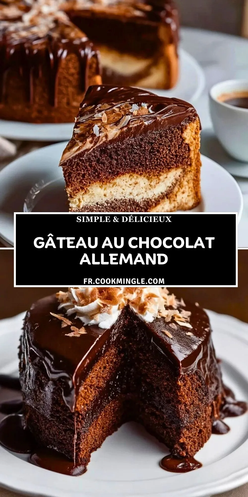 Gâteau au chocolat allemand - Pin 1