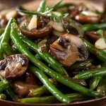 Haricots verts et champignons sautés à l'ail et au beurre