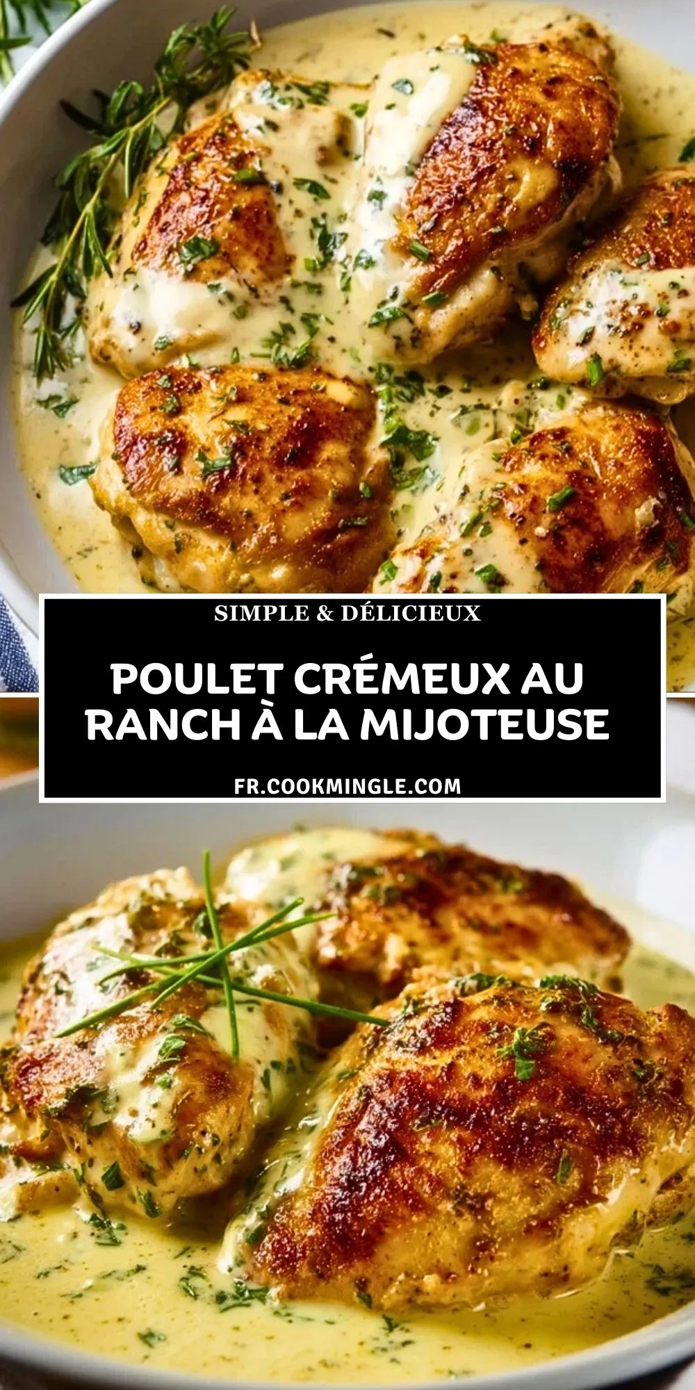 Poulet crémeux au ranch à la mijoteuse - Pin 1
