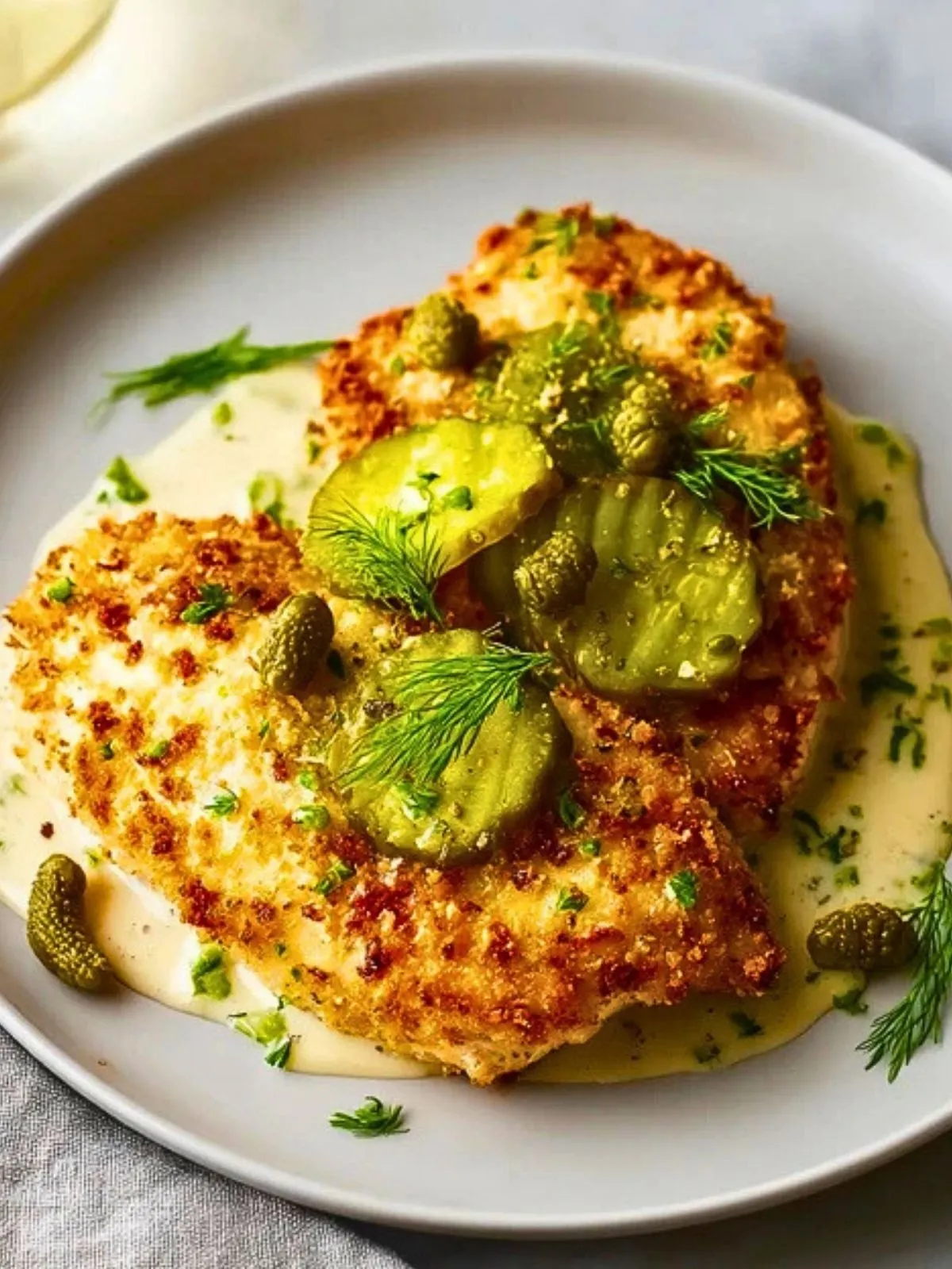 Poulet Pané Au Parmesan Et Cornichons Croquants (1)