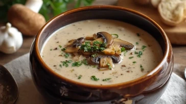 Soupe crémeuse aux champignons à la mijoteuse