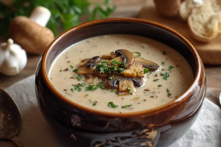 Soupe crémeuse aux champignons à la mijoteuse