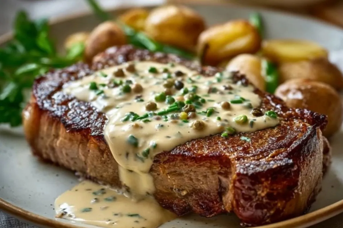 Steak juteux avec sauce crémeuse à l'ail