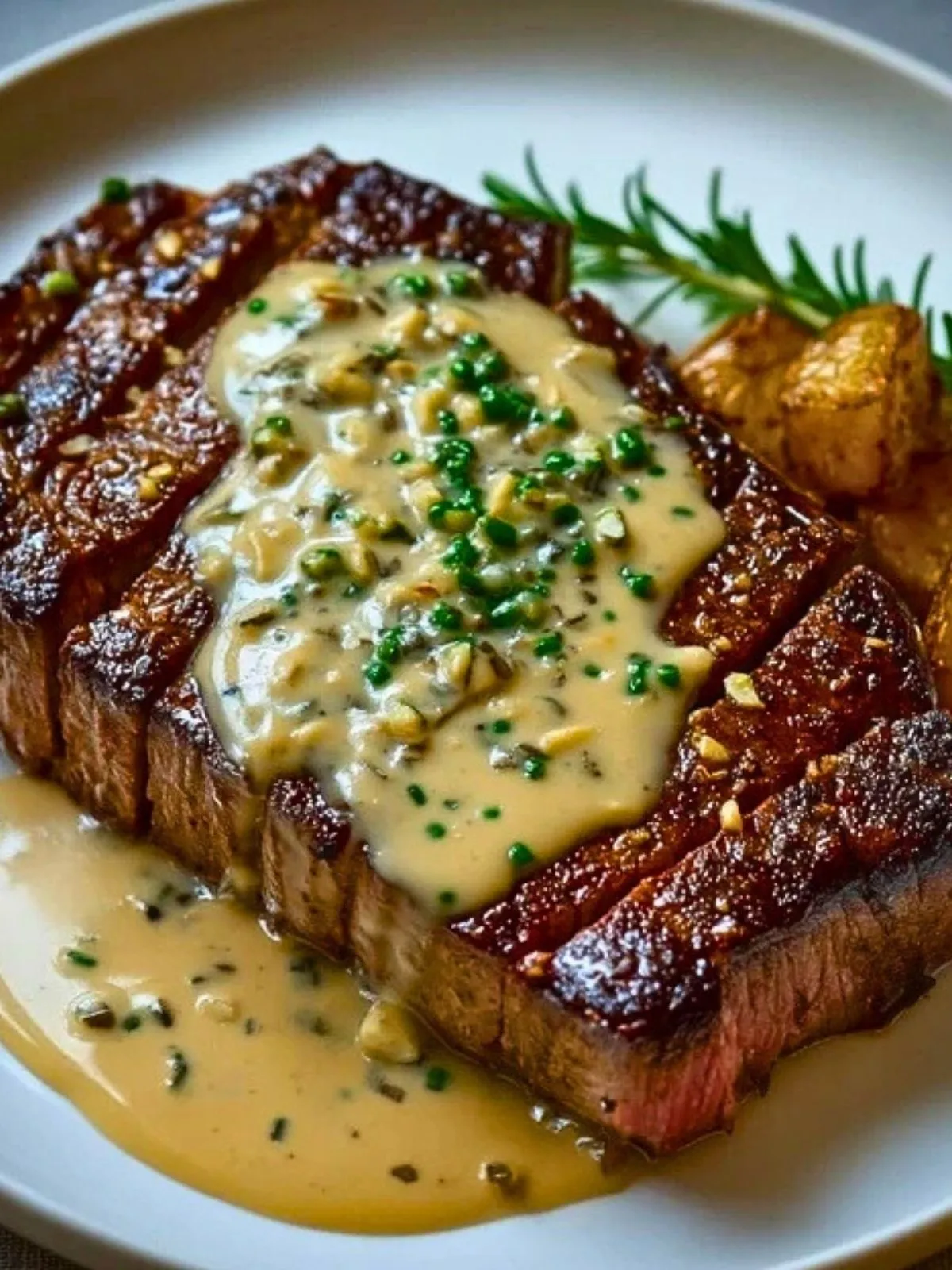 Steak juteux avec sauce crémeuse à l'ail - 2
