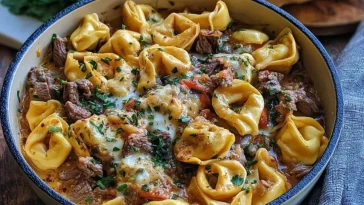Tortellini crémeux au cheesesteak