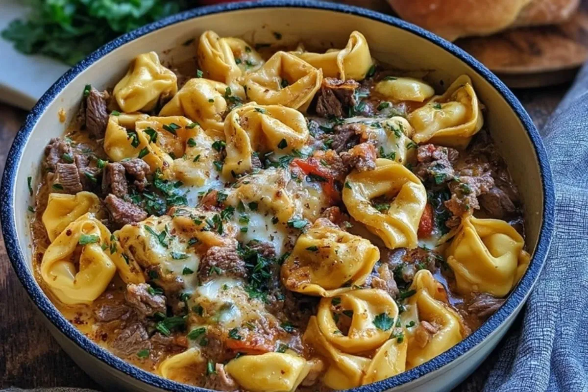 Tortellini crémeux au cheesesteak