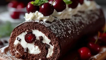 Bûche Forêt-Noire Élégante