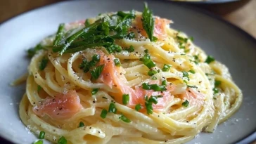 Pâtes Carbonara au Saumon Fumé