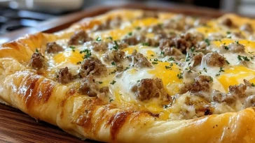 Pizza Au Petit-Déjeuner Avec Sauce À La Saucisse