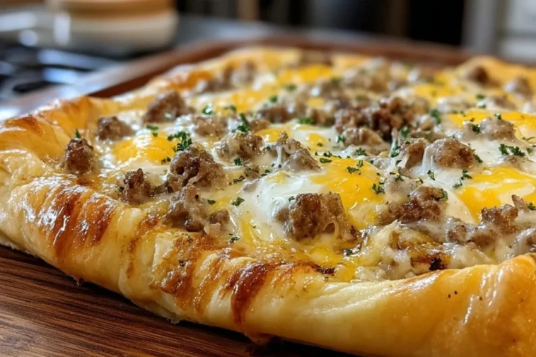 Pizza Au Petit-Déjeuner Avec Sauce À La Saucisse