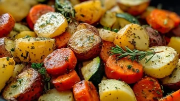 Pommes de Terre Rôties aux Herbes avec Carottes et Courgettes