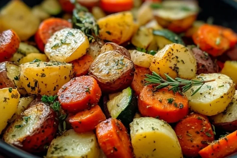 Pommes de Terre Rôties aux Herbes avec Carottes et Courgettes