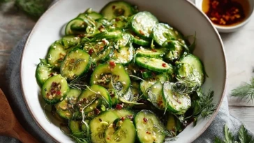 Salade De Concombres Écrasés À LAsiatique