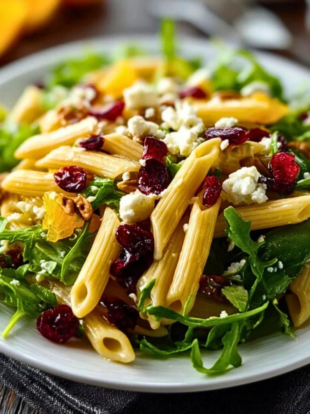 Salade de Penne Sain au Feta, Canneberges et Vinaigrette à lOrange (1)