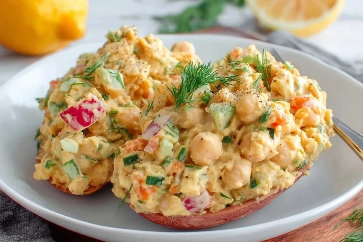 Salade De Pois Chiches Écrasés Au Yaourt Grec
