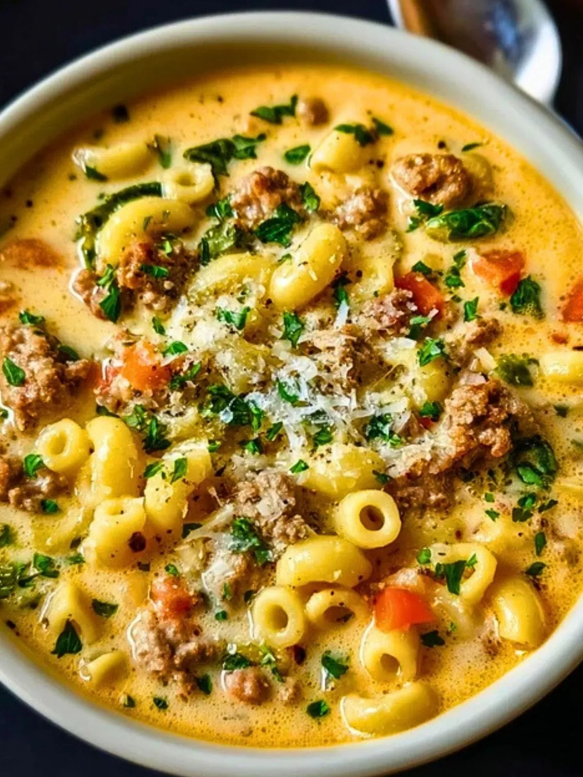 Soupe Crémeuse Aux Saucisses Italiennes Et Ditalini (1)