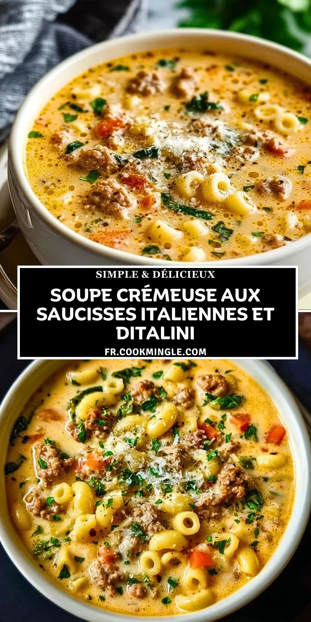 Soupe Crémeuse Aux Saucisses Italiennes Et Ditalini (2)