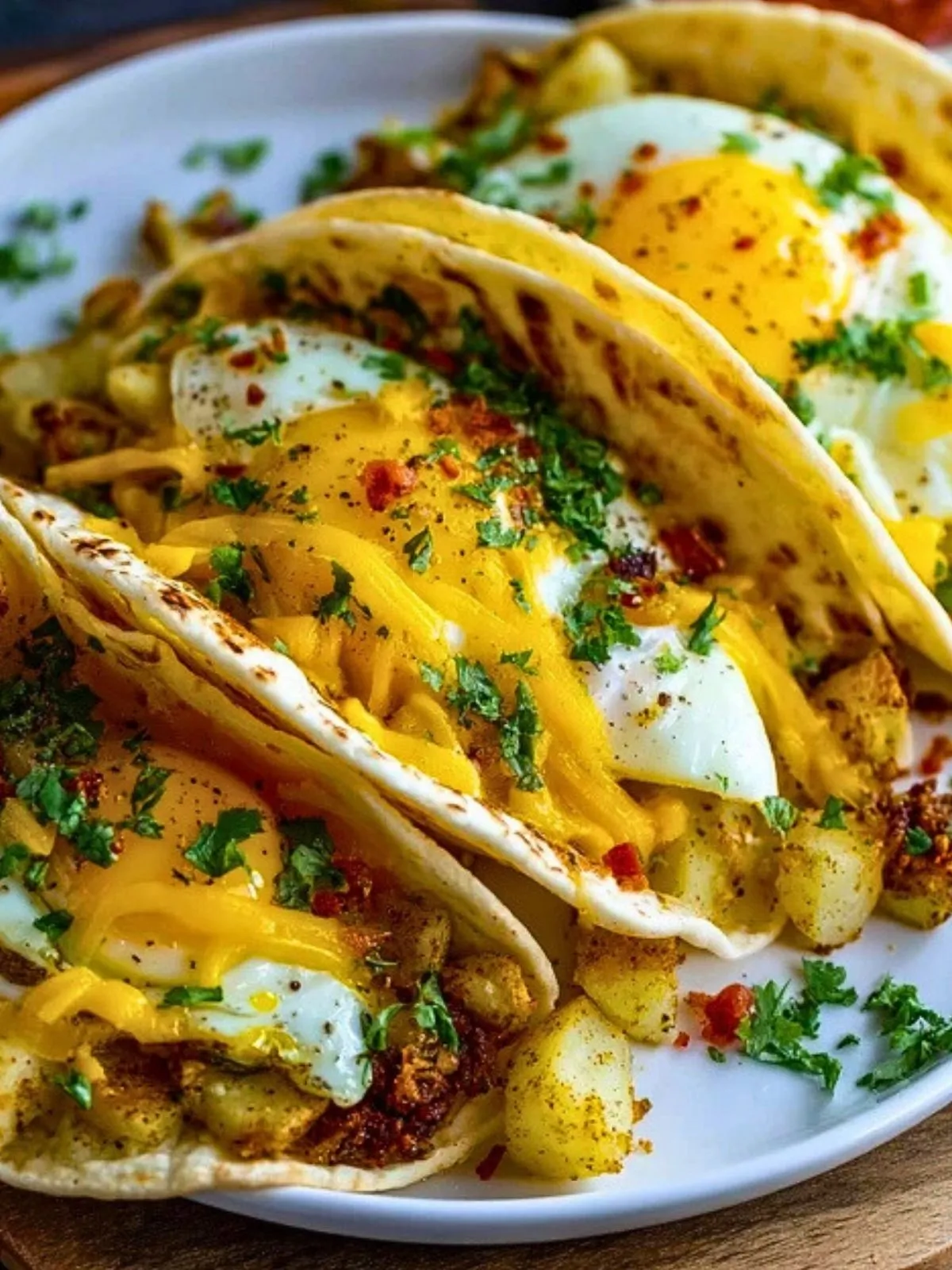 Tacos De Petit-Déjeuner Aux Pommes De Terre, Oeufs Et Fromage (1)