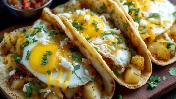 Tacos De Petit-Déjeuner Aux Pommes De Terre, Oeufs Et Fromage