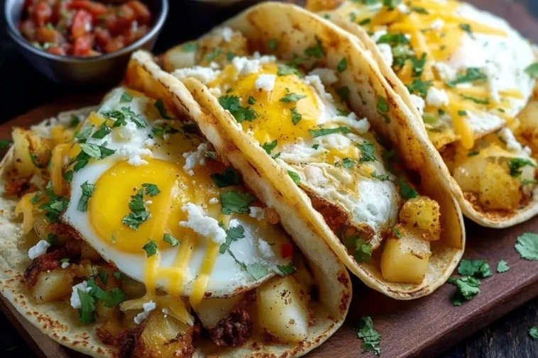 Tacos De Petit-Déjeuner Aux Pommes De Terre, Oeufs Et Fromage