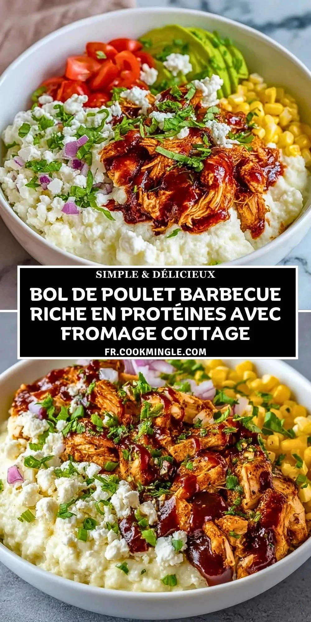 Bol De Poulet Barbecue Riche En Protéines Avec Fromage Cottage (2)