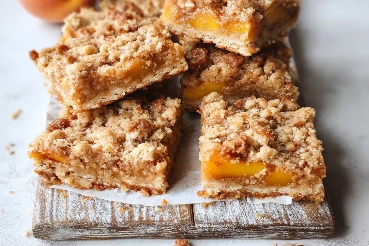 Barres Pêches Sucrées et Beurrées avec Streusel à la Cannelle