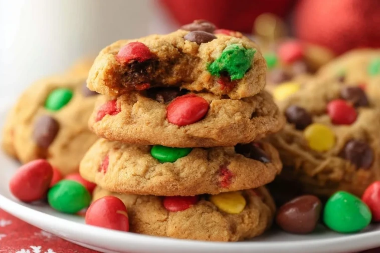 Biscuits Au Beurre De Cacahuète Avec M&Ms De Noël