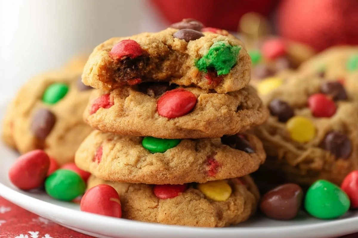 Biscuits Au Beurre De Cacahuète Avec M&Ms De Noël