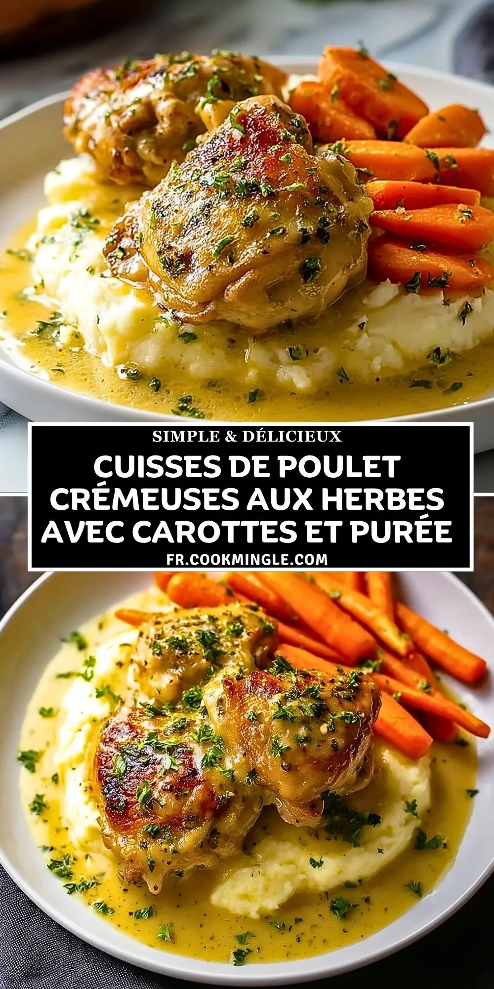 Cuisses De Poulet Crémeuses Aux Herbes Avec Carottes Et Purée (2)