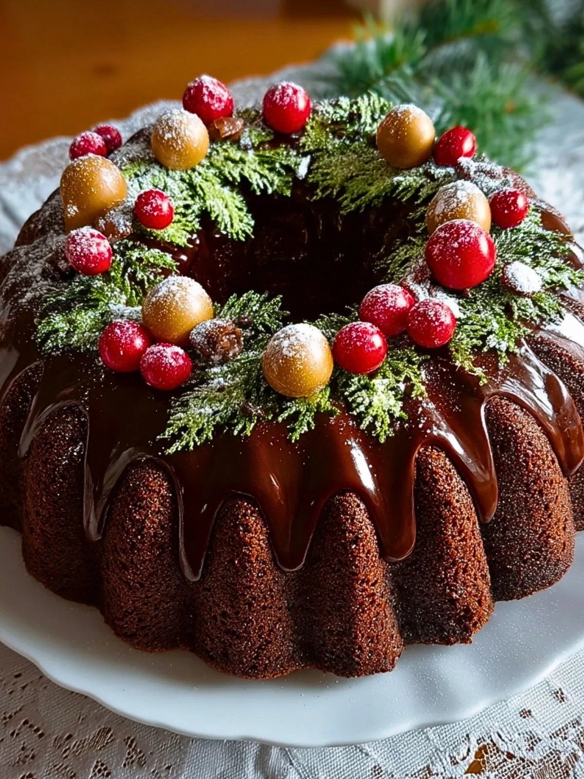 Gâteau Bundt Au Chocolat En Couronne De Noël (1)