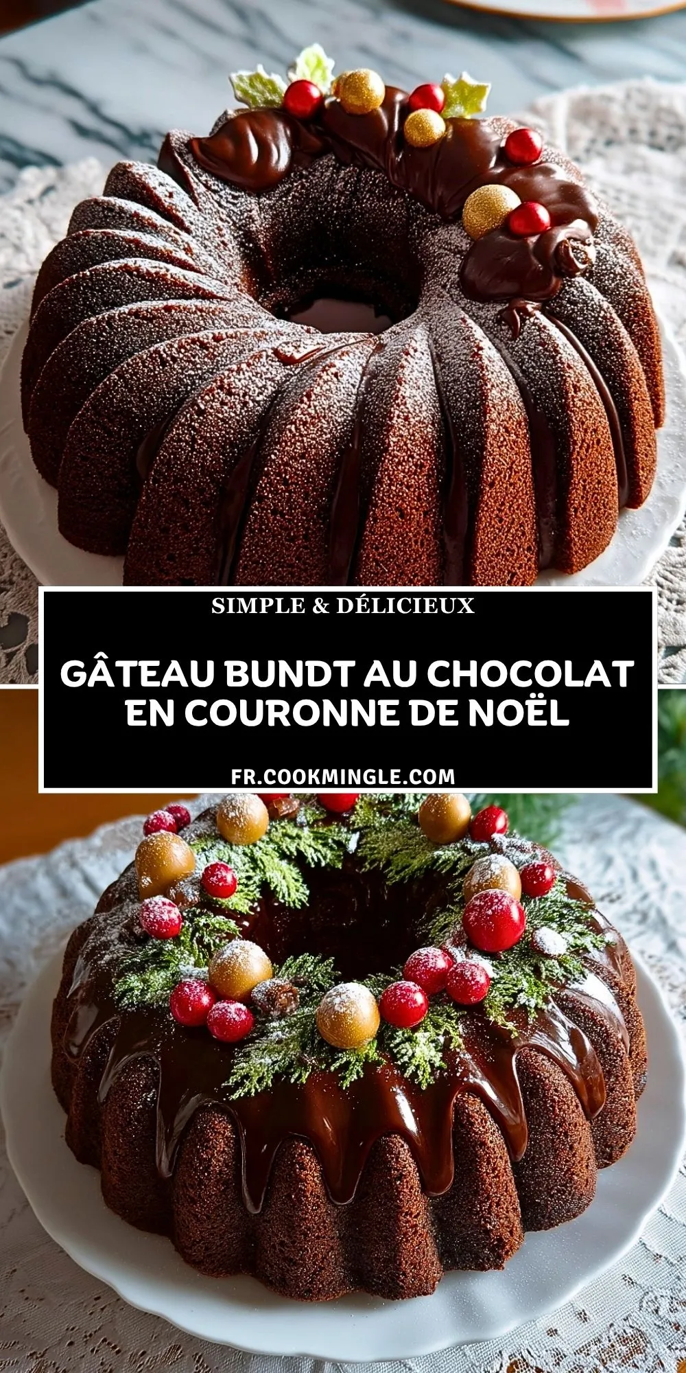 Gâteau Bundt Au Chocolat En Couronne De Noël (2)