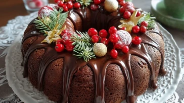 Gâteau Bundt Au Chocolat En Couronne De Noël