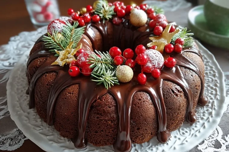 Gâteau Bundt Au Chocolat En Couronne De Noël