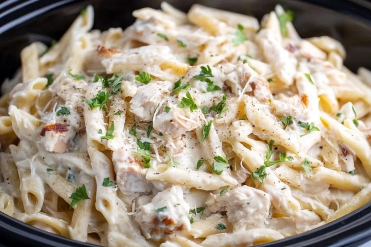 Pâtes Alfredo au Poulet Façon Olive Garden en Cocotte