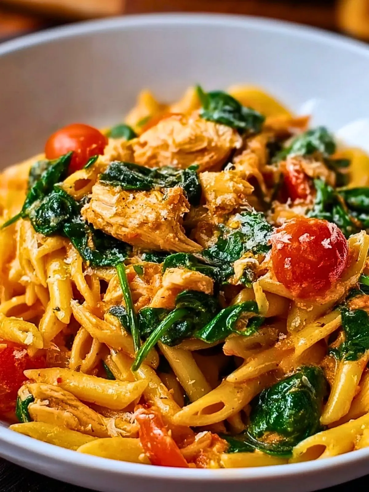 Pâtes au Poulet, Épinards et Tomates (1)