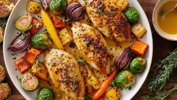 Poulet Miel-Dijon Rôti avec Légumes