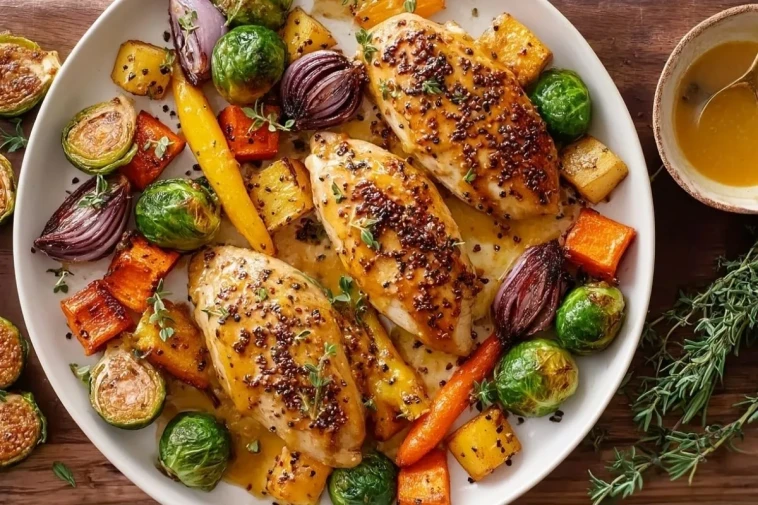 Poulet Miel-Dijon Rôti avec Légumes